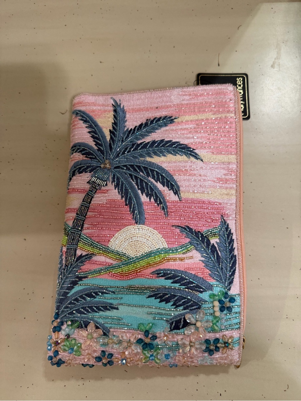 Mary Frances Pink Palm Island Time Beaded Purse NWT